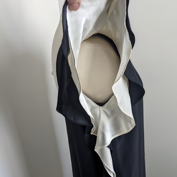 SILK Flutter Sleeve Low Back Black Midi Dress Keyhole S - Picture 9 of 15